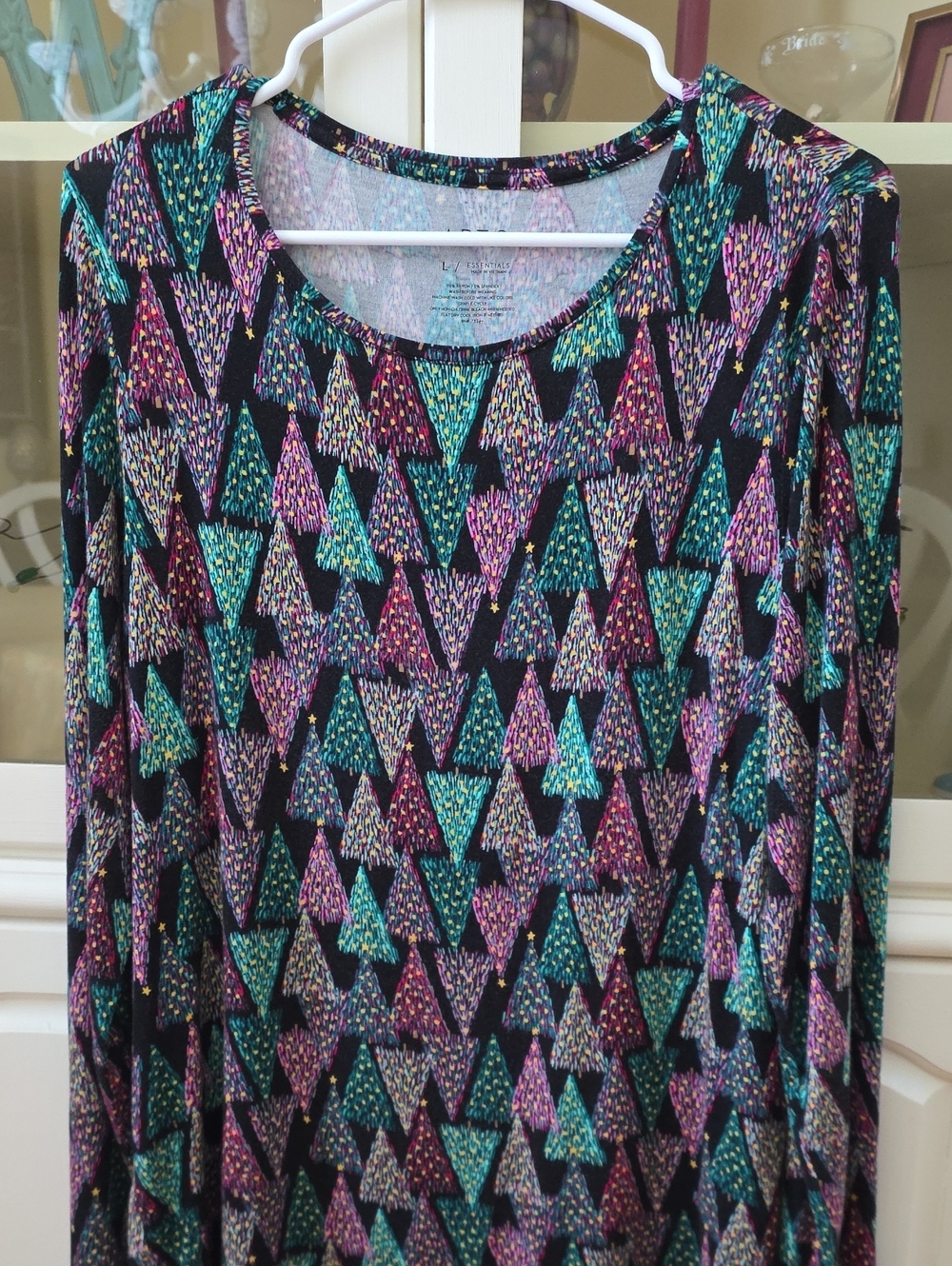 Apt. 9 Black Long-Sleeve Tee With Christmas Tree Print